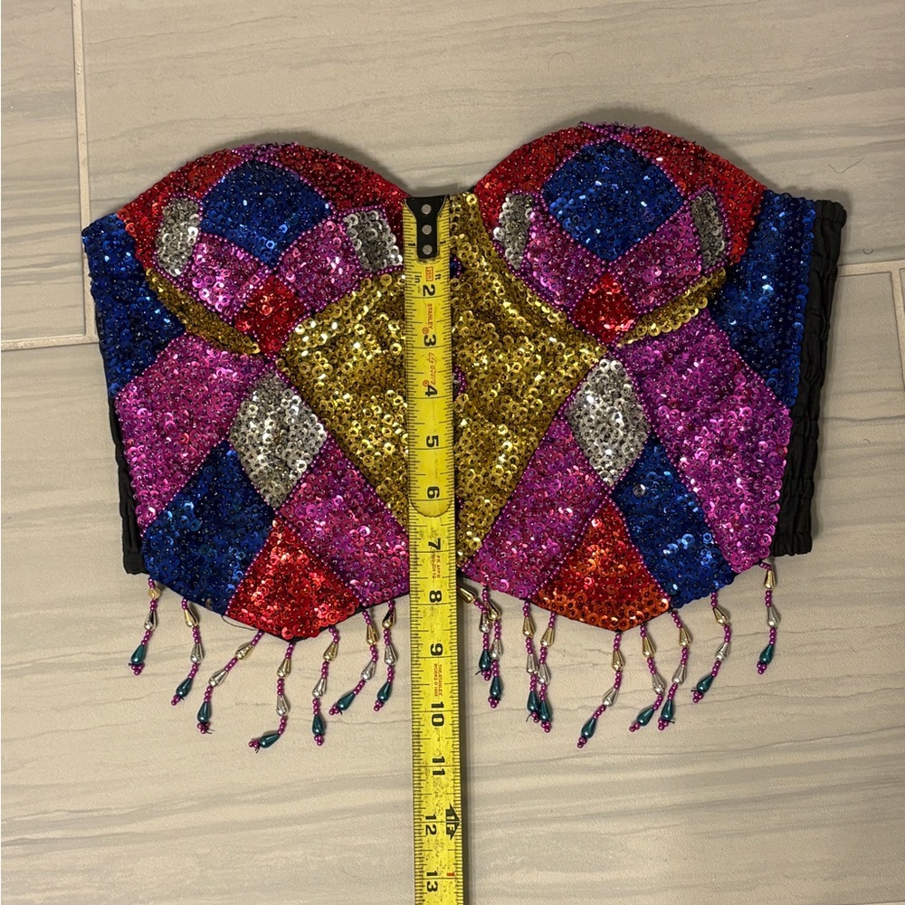 Multicolored Sequins Bustier With Beads. - image 4